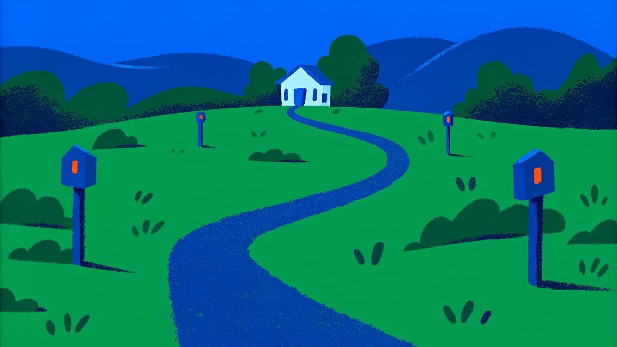 A clear, winding path resulting in a house, symbolizing the home buying journey.