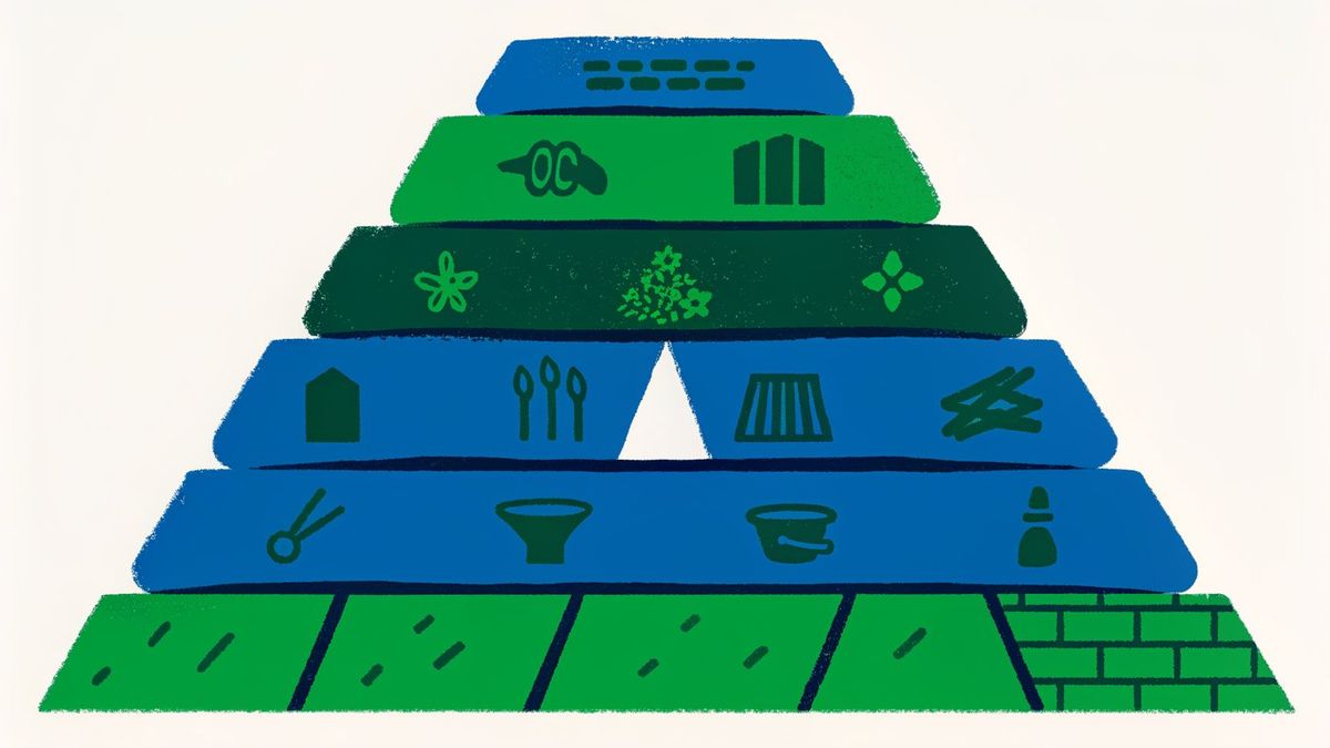 Illustration of a pyramid categorizing home repairs by urgency: Critical, Major Systems, Cosmetic, Curb Appeal.