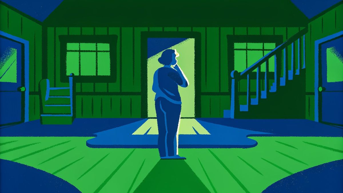 Illustration of a homeowner at a crossroads, deciding between extensive renovations and strategic repairs.