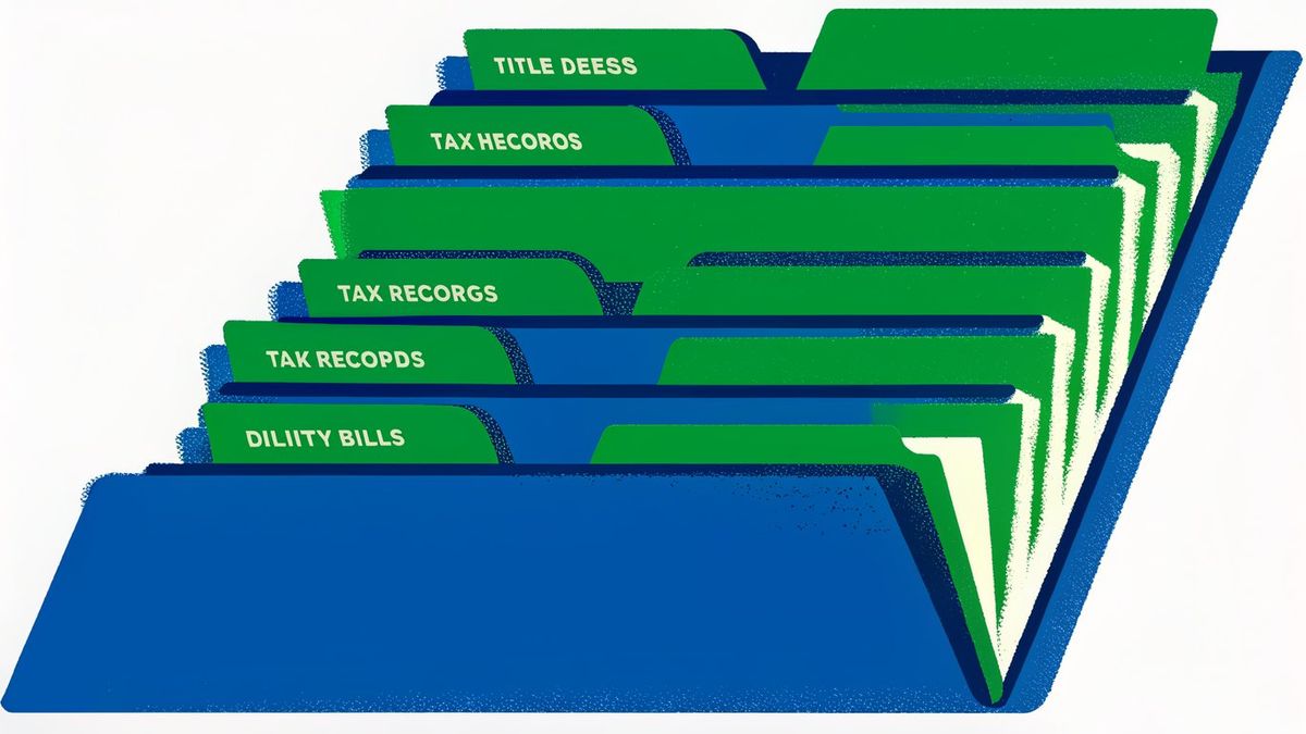 Organized property documentation, including title, tax, and repair records.