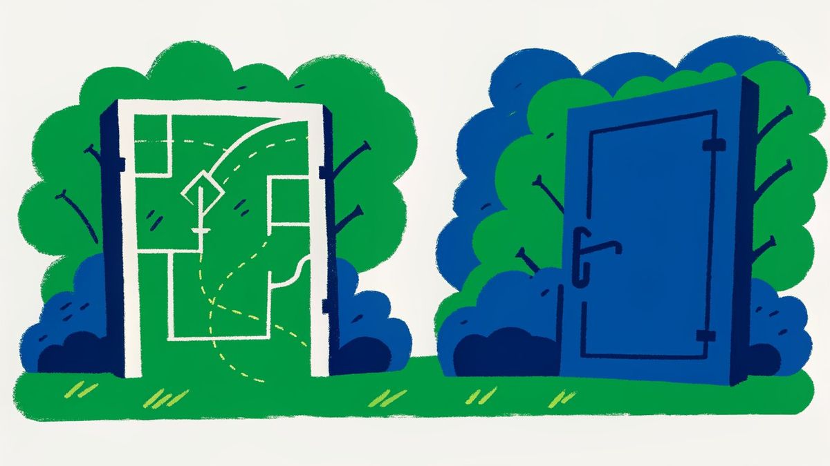 A visual comparison showing a simple, sketched path to a closed door representing pre-qualification and a detailed, blueprinted path to an open door representing pre-approval.