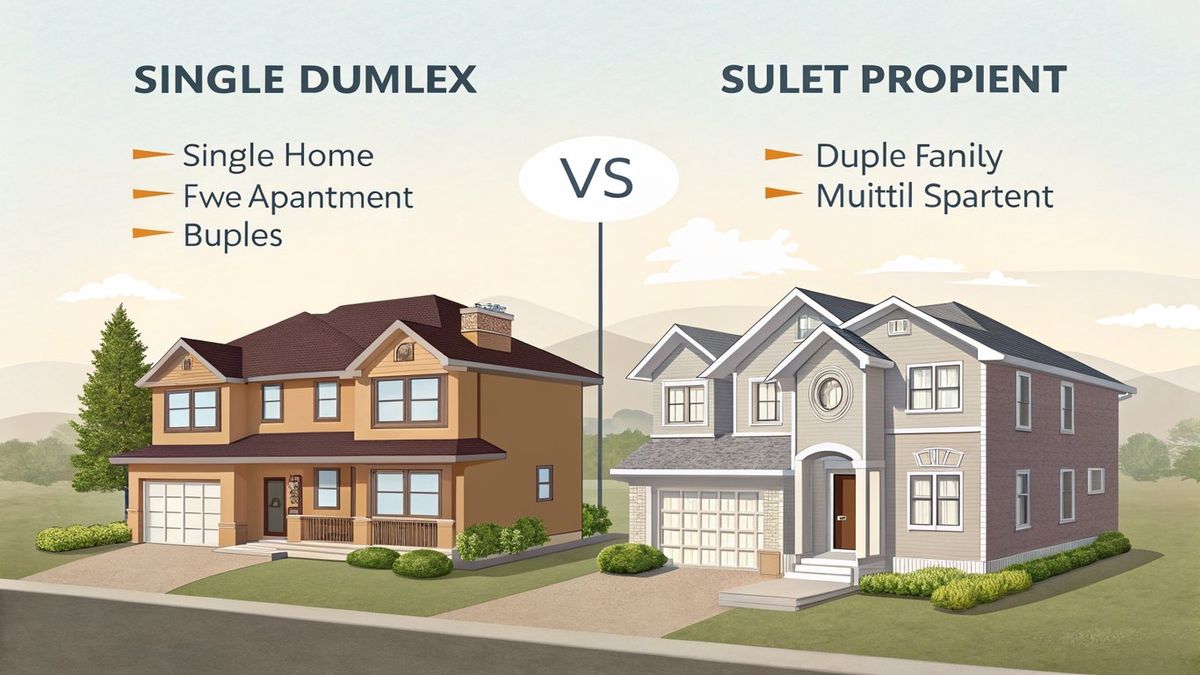 Illustration comparing single-family home, duplex, and apartment building