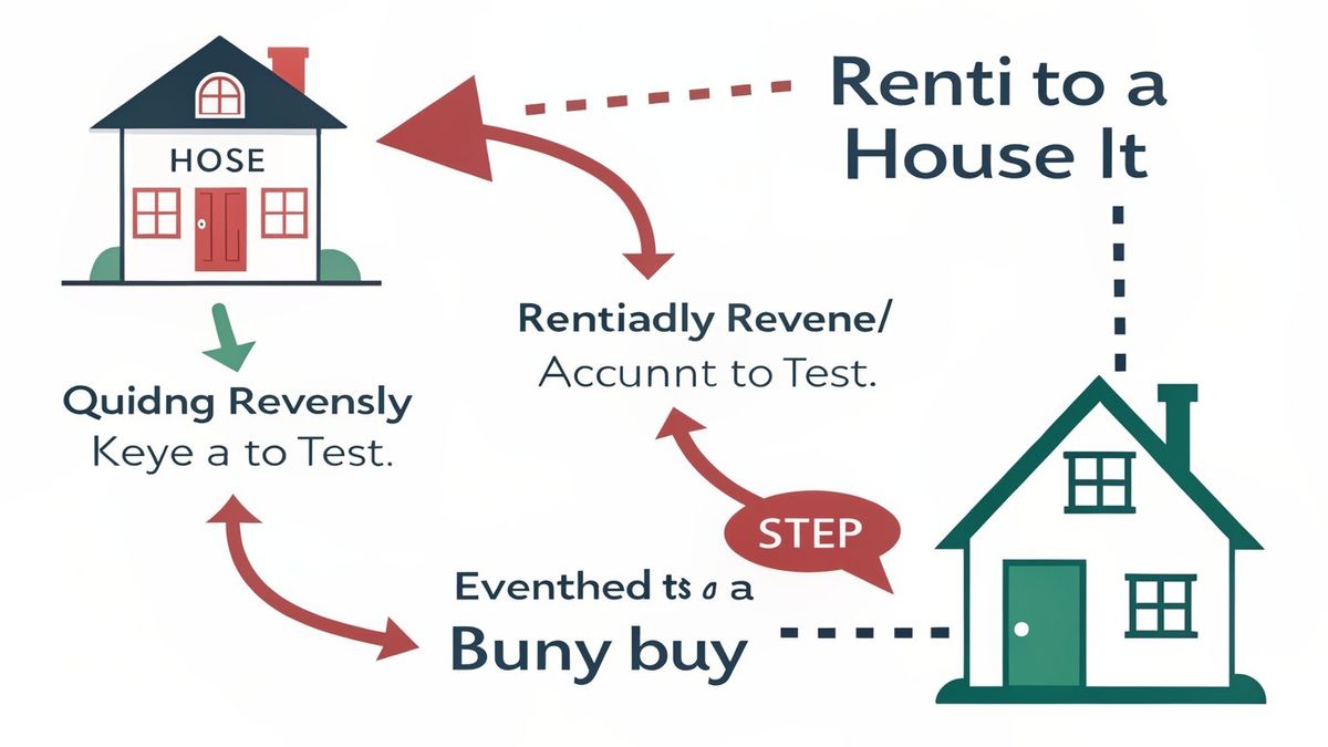Flowchart illustrating the rent-to-own process, from renting to purchasing a home.