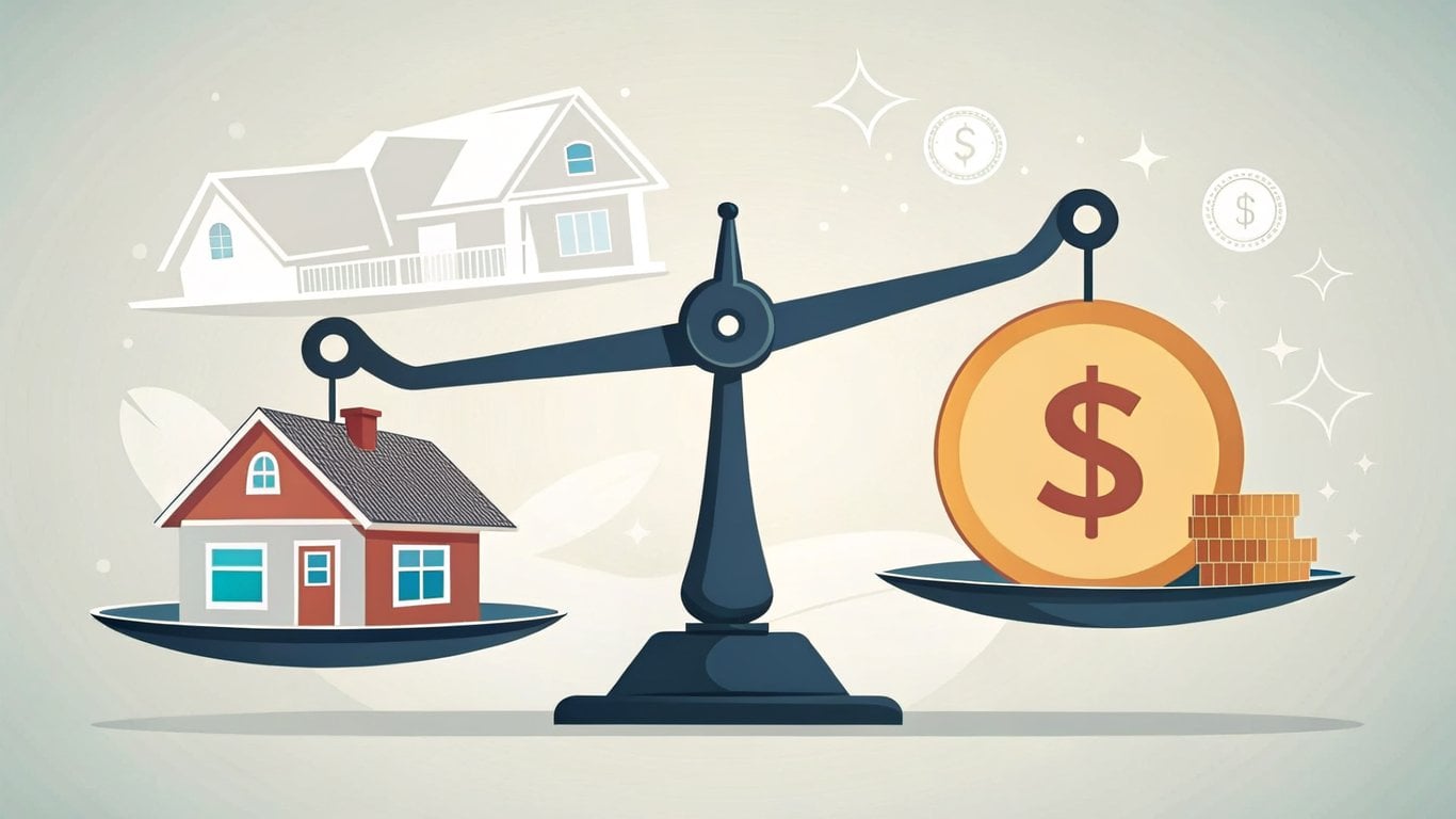 Illustration of a balanced scale, symbolizing a balanced real estate market.