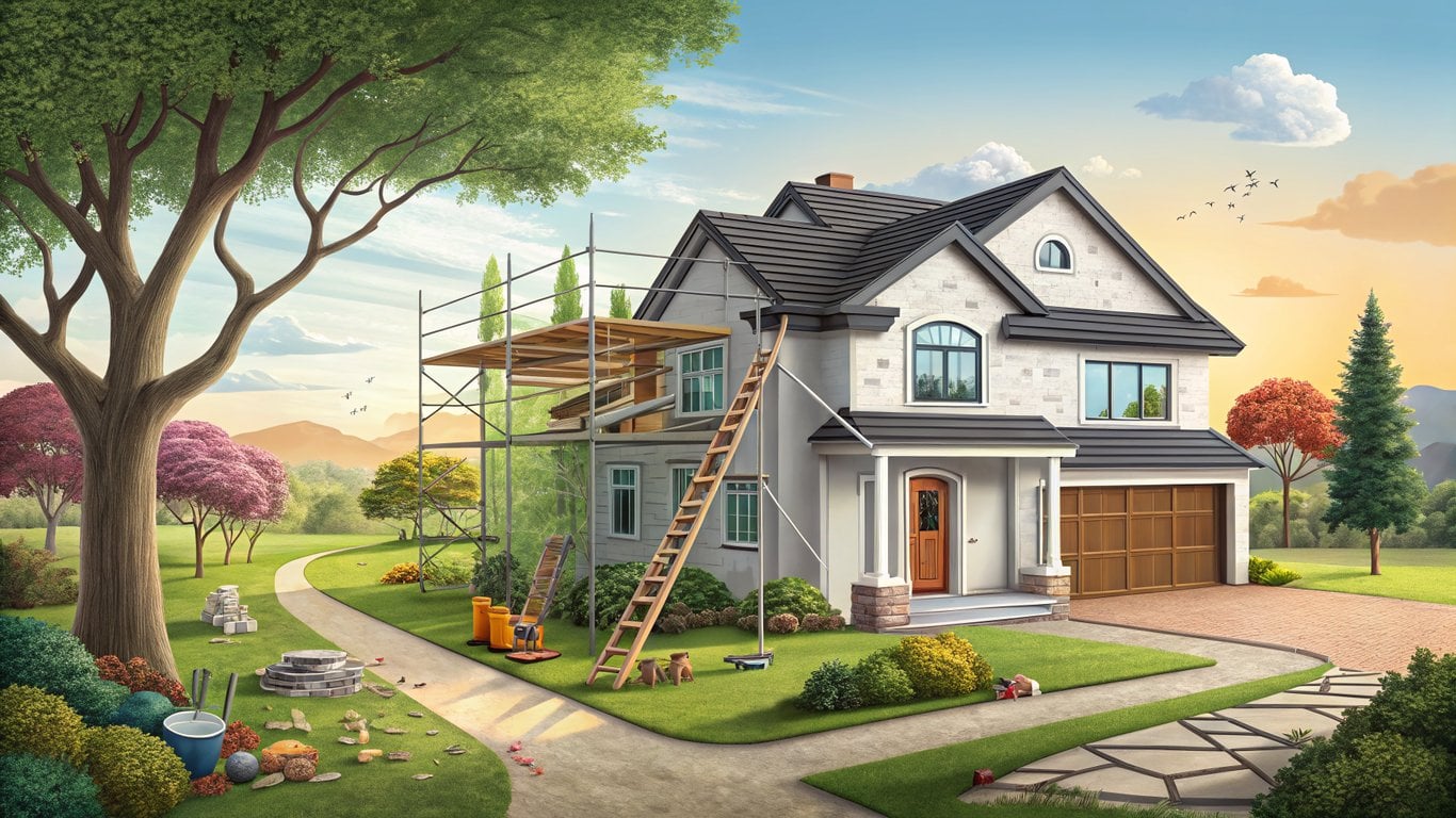 Illustration comparing a new construction home with an established resale home, highlighting their distinct appeals.